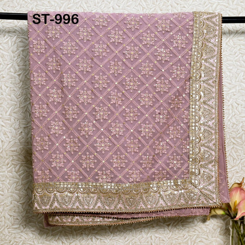 Pink Dupatta Chikankari Embroidered Georgette Stole | Gift for Women, Bridal Veil Lehenga Chunri, Festival, Ethnic Punjabi Dress 2.4 Yards