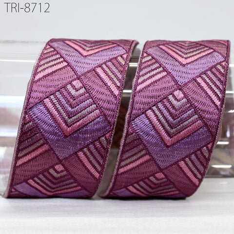 9 Yard Mauve 5cm Embroidery Border Embroidered Fabric Trim Gift Wrapping Saree Ribbon DIY Crafting Christmas Decoration Embellishment Trim