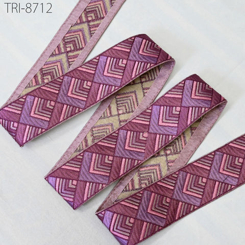 9 Yard Mauve 5cm Embroidery Border Embroidered Fabric Trim Gift Wrapping Saree Ribbon DIY Crafting Christmas Decoration Embellishment Trim