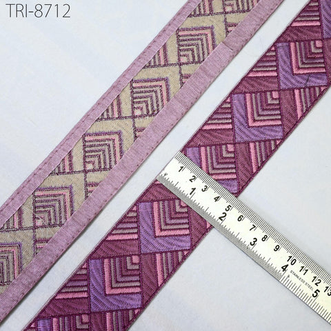 9 Yard Mauve 5cm Embroidery Border Embroidered Fabric Trim Gift Wrapping Saree Ribbon DIY Crafting Christmas Decoration Embellishment Trim