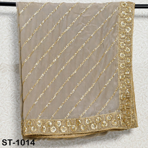 Beige Dupatta Women Chiffon Bridal Veil Handmade Wedding lehenga Heavy Chunni Gota Patti Sequin Scarf Indian Dress Gift Her Bridesmaid