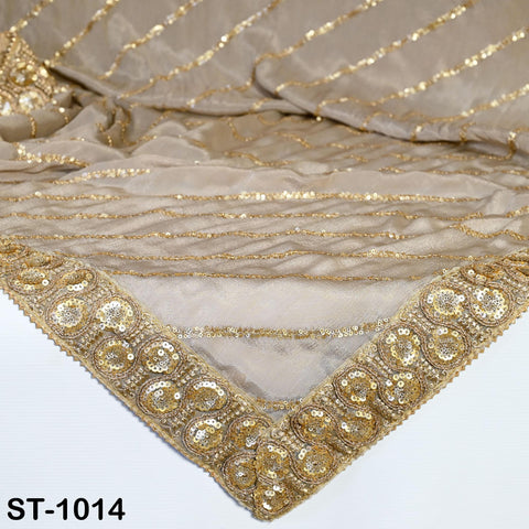 Beige Dupatta Women Chiffon Bridal Veil Handmade Wedding lehenga Heavy Chunni Gota Patti Sequin Scarf Indian Dress Gift Her Bridesmaid