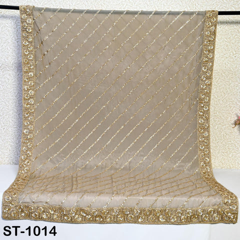 Beige Dupatta Women Chiffon Bridal Veil Handmade Wedding lehenga Heavy Chunni Gota Patti Sequin Scarf Indian Dress Gift Her Bridesmaid