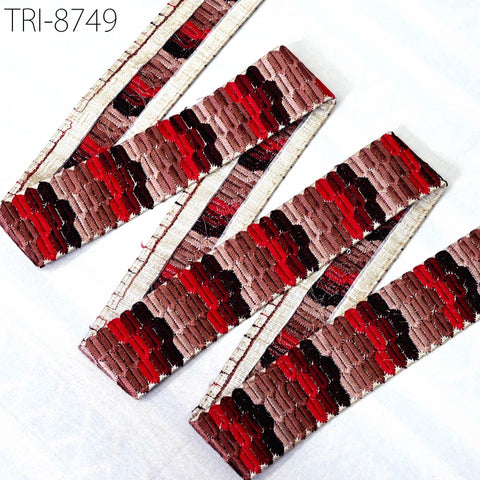 9 Yard Red 45mm Embroidery Sari Border Trims Tapes Embroidered Saree Ribbons Embellish Sewing Costumes Crafting Hair Bands Straps Tote Bags