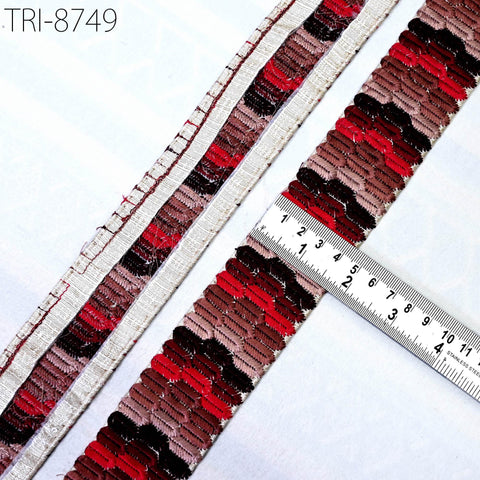 9 Yard Red 45mm Embroidery Sari Border Trims Tapes Embroidered Saree Ribbons Embellish Sewing Costumes Crafting Hair Bands Straps Tote Bags