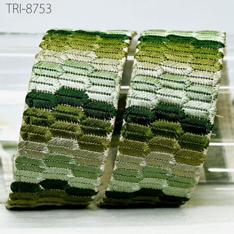 9 Yard Embroidery 45mm Ribbons Trim Green Embellishment Embroidered Fabric Saree Border Theatrical Costumes Crafting Sewing Holidays Decor