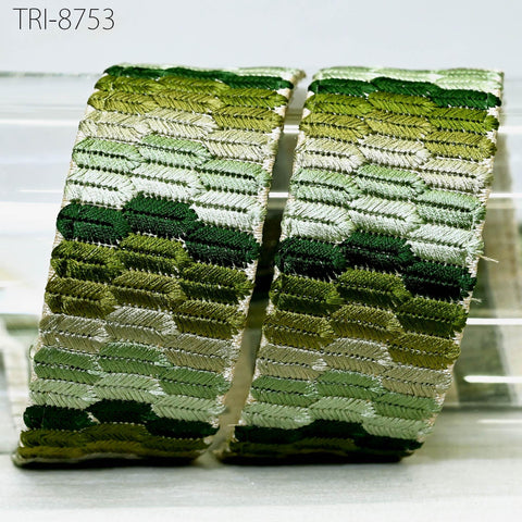9 Yard Embroidery 45mm Ribbons Trim Green Embellishment Embroidered Fabric Saree Border Theatrical Costumes Crafting Sewing Holidays Decor