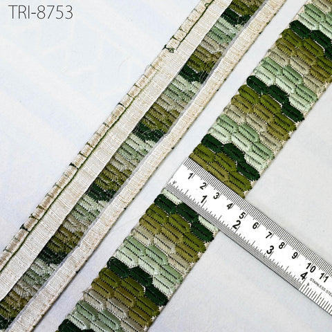 9 Yard Embroidery 45mm Ribbons Trim Green Embellishment Embroidered Fabric Saree Border Theatrical Costumes Crafting Sewing Holidays Decor