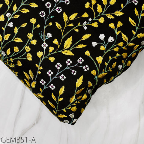 Wedding Dresses Material Indian Black Embroidered Fabric by the yard Sewing DIY Crafting Embroidery Costumes Dolls Bag Cushion Table Runners