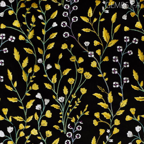 Wedding Dresses Material Indian Black Embroidered Fabric by the yard Sewing DIY Crafting Embroidery Costumes Dolls Bag Cushion Table Runners