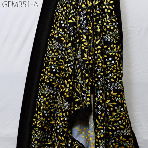 Wedding Dresses Material Indian Black Embroidered Fabric by the yard Sewing DIY Crafting Embroidery Costumes Dolls Bag Cushion Table Runners