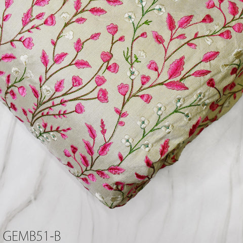 Pink Wedding Dresses Embroidered Fabric by the yard Sewing DIY Crafting Indian Embroidery Costumes Dolls Bags Cushion Covers Table Runners