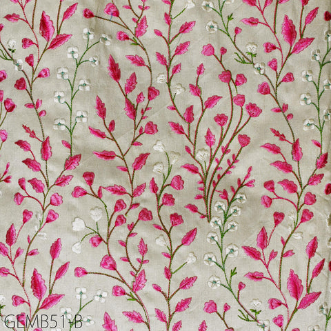 Pink Wedding Dresses Embroidered Fabric by the yard Sewing DIY Crafting Indian Embroidery Costumes Dolls Bags Cushion Covers Table Runners