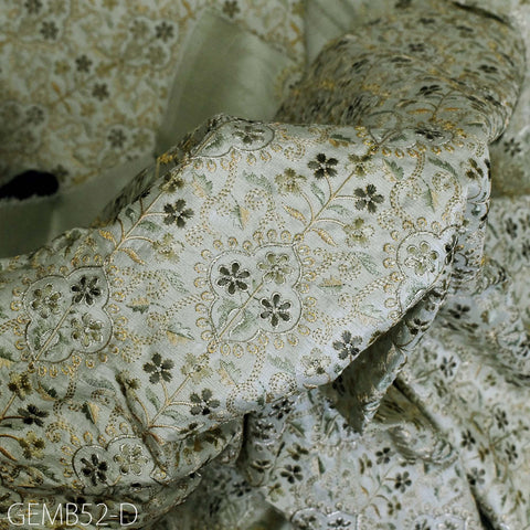 Indian Pista Green Embroidered Fabric by the yard Sewing Crafting Wedding Dress Embroidery Costumes Curtains Cushions Table Runners Blouses