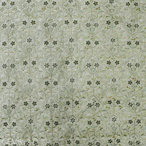 Indian Pista Green Embroidered Fabric by the yard Sewing Crafting Wedding Dress Embroidery Costumes Curtains Cushions Table Runners Blouses