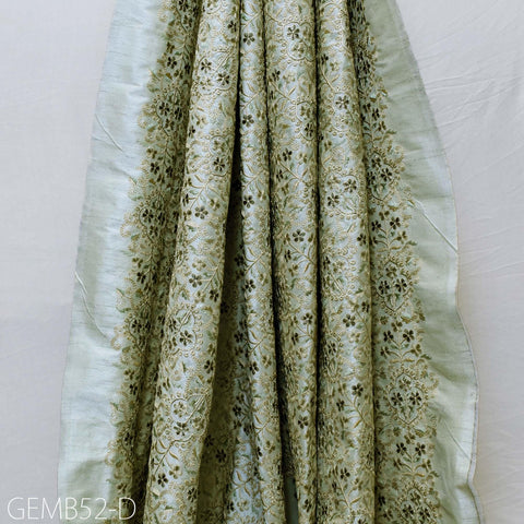 Indian Pista Green Embroidered Fabric by the yard Sewing Crafting Wedding Dress Embroidery Costumes Curtains Cushions Table Runners Blouses