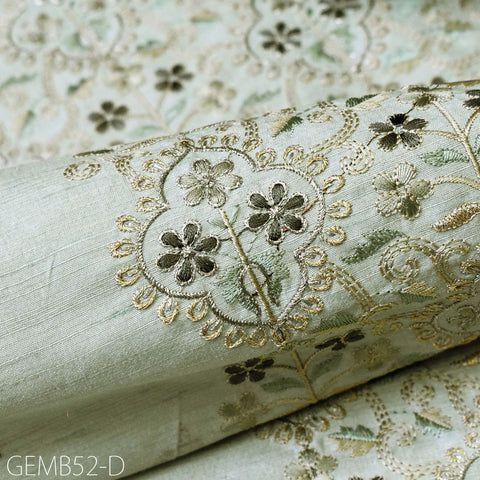 Indian Pista Green Embroidered Fabric by the yard Sewing Crafting Wedding Dress Embroidery Costumes Curtains Cushions Table Runners Blouses