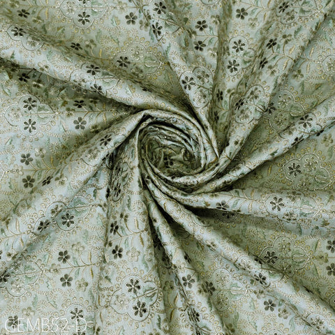 Indian Pista Green Embroidered Fabric by the yard Sewing Crafting Wedding Dress Embroidery Costumes Curtains Cushions Table Runners Blouses