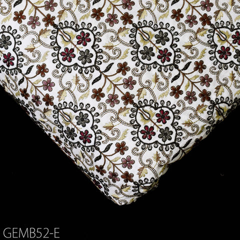 Off White Embroidered Fabric by the yard Sewing DIY Crafting Indian Embroidery Wedding Dress Costume Dolls Cushion Cover Table Runner Blazer