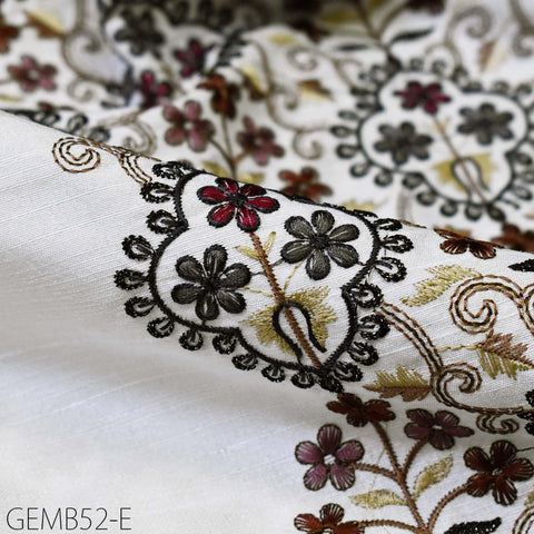 Off White Embroidered Fabric by the yard Sewing DIY Crafting Indian Embroidery Wedding Dress Costume Dolls Cushion Cover Table Runner Blazer