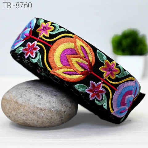 9 Yard Yellow 45mm Indian Embroidery Border Floral Embroidered Fabric Trims Saree Ribbon Crafting Sewing Wedding Embellishment Gift Wrapping