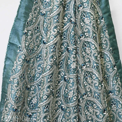 Embroidered Fabric by the yard Sewing DIY Crafting Steel Blue Indian Embroidery Wedding Dresses Costumes Dolls Bags Cushion Covers Blouses