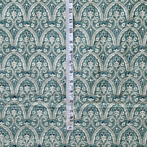 Embroidered Fabric by the yard Sewing DIY Crafting Steel Blue Indian Embroidery Wedding Dresses Costumes Dolls Bags Cushion Covers Blouses