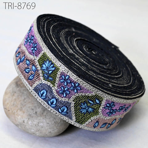 9 Yard Embroidery 5cm Ribbons Trims Tape Embellishment Embroidered Saree Border Sewing Theatrical Costumes Crafting Wreaths Holidays Decor