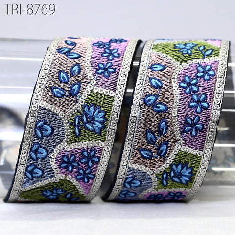 9 Yard Embroidery 5cm Ribbons Trims Tape Embellishment Embroidered Saree Border Sewing Theatrical Costumes Crafting Wreaths Holidays Decor