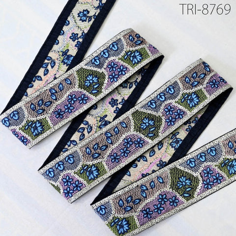 9 Yard Embroidery 5cm Ribbons Trims Tape Embellishment Embroidered Saree Border Sewing Theatrical Costumes Crafting Wreaths Holidays Decor