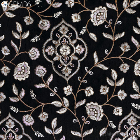 Indian Mauve Embroidered Fabric by the yard Sewing DIY Crafting Embroidery Wedding Dress Costumes Men's Waistcoat Bags Cushion Cover Curtain