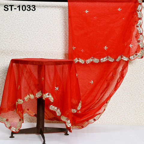 Red Gotta Patti Dupatta Hand Embroidery Organza Custom Designer Bridal Wedding Lehenga Women Chunni Veil Scarf Crafting Dress Gifts for Wife