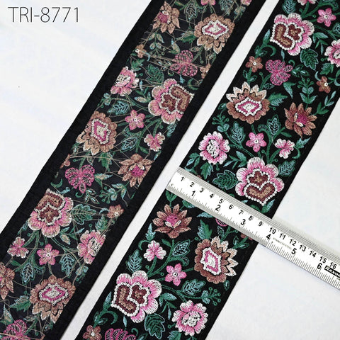 9 Yard Embroidered 9cm Fabric Trims Indian Embroidery Sari Border Laces Ribbon Decorative Sewing Craft Saree Dresses Trimmings Home Decor