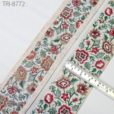 3 Yard Trims Embroidery Sari Border Laces Ribbon Indian Embroidered Decorative Sewing Crafting Theatrical Costumes Dress Trim Home Decor 9cm