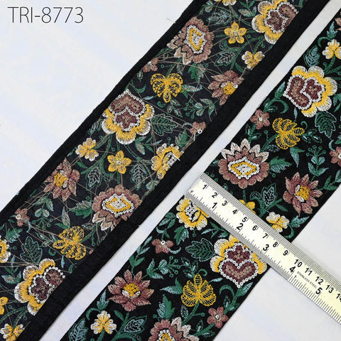 3 Yard Embroidery Trims Sari Border Laces Ribbon Indian Embroidered Decorative Sewing Crafting Medieval Costumes Dress Trim Home Decor 9cm