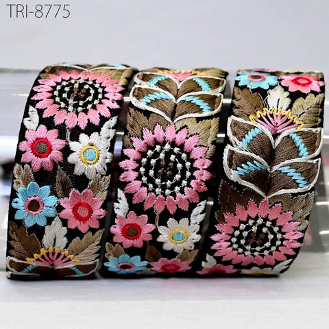 9 Yard Pink 4cm Embroidery Ribbons Border Embroidered Fabric Trims Tutu Costumes Making Crafting Christmas Decoration Embellishment Trimming