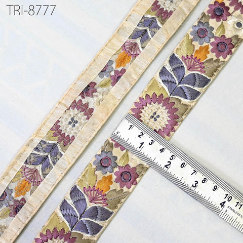 9 Yard Mauve 4cm Embroidery Ribbons Trims Embroidered Fabric Border Tutu Theatrical Costumes Crafting Christmas Wreaths Embellishment Trim
