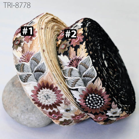 9 Yard Brown Embroidery Ribbons 4cm Trims Embroidered Border Victorian Theatrical Costumes Crafting Christmas Holiday Ornament Embellishment