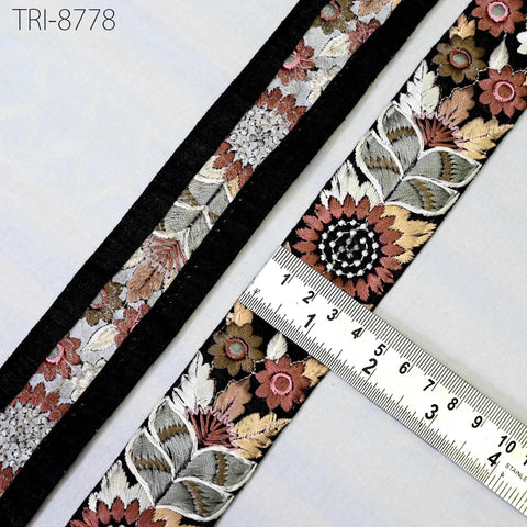 9 Yard Brown Embroidery Ribbons 4cm Trims Embroidered Border Victorian Theatrical Costumes Crafting Christmas Holiday Ornament Embellishment