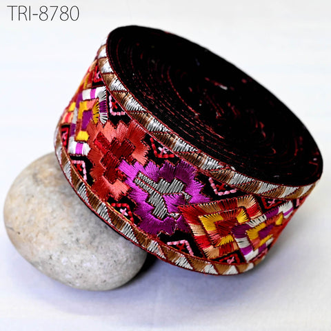 9 Yard Geometric 6CM Embroidery Trims Ribbon Embellishment Embroidered Fabric Saree Costumes Border Crafting Sewing Beach Bag Hat Belts Gift