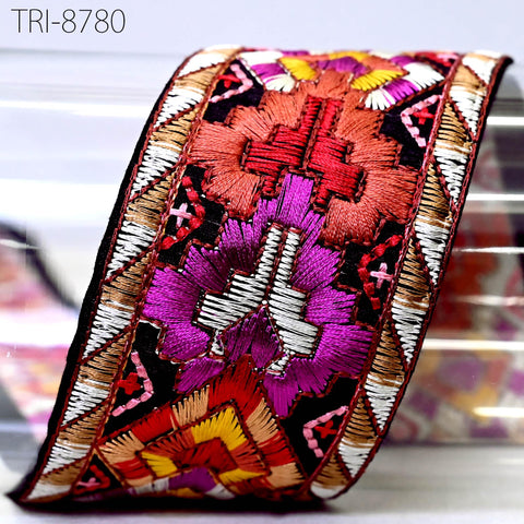 9 Yard Geometric 6CM Embroidery Trims Ribbon Embellishment Embroidered Fabric Saree Costumes Border Crafting Sewing Beach Bag Hat Belts Gift