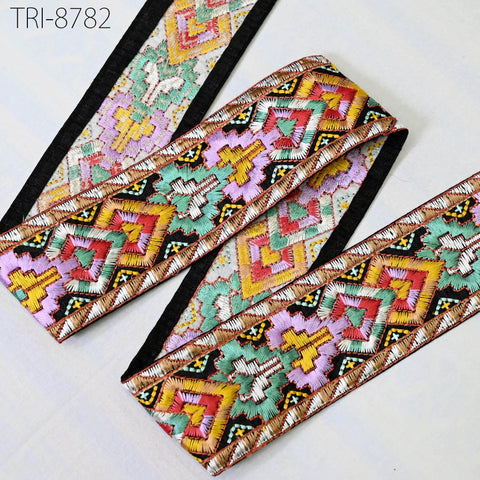 9 Yard Geometric 6CM Embroidery Ribbons Trim Embellish Embroidered Saree Border Theatrical Costumes DIY Crafting Holidays Wreaths Decoration