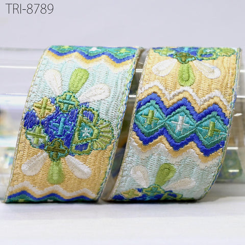 9 Yard Geometric 55mm Trim Embroidery Ribbon Embellish Embroidered Saree Border Theatrical Costumes DIY Crafting Holidays Wreaths Decoration