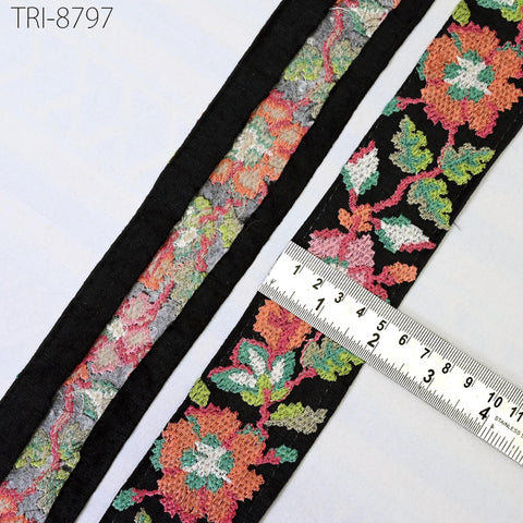 9 Yard Orange 5cm Embroidery Ribbon Embellishment Embroidered Saree Border Theatrical Costume Crafting Sewing Beach Bags Tote Wall Hangings