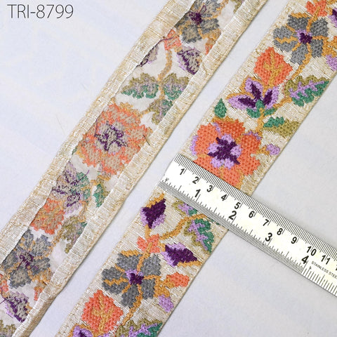 9 Yard Orange 5cm Embroidery Ribbon Embellishment Embroidered Saree Border Theatrical Costume Crafting Sewing Beach Bags Tote Wall Hangings