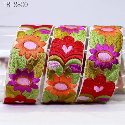 9 Yard Red Embroidery Ribbons 35mm Trims Embroidered Border Victorian Theatrical Costumes Crafting Christmas Holiday Ornaments Embellishment