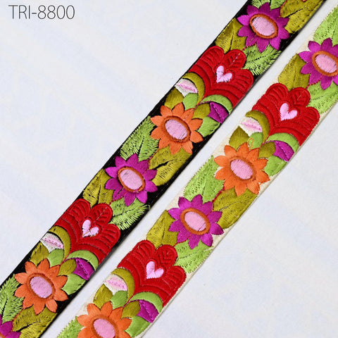9 Yard Red Embroidery Ribbons 35mm Trims Embroidered Border Victorian Theatrical Costumes Crafting Christmas Holiday Ornaments Embellishment