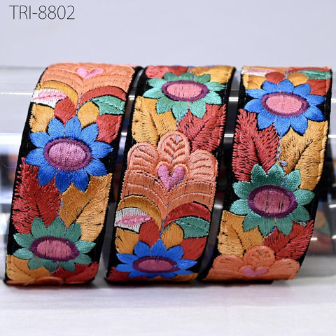 9 Yard Peach Embroidery 35mm Ribbon Border Embroidered Fabric Trims Theatrical Costumes Crafting Christmas Decoration Embellishment Trimming
