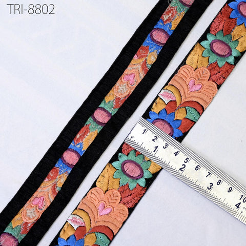 9 Yard Peach Embroidery 35mm Ribbon Border Embroidered Fabric Trims Theatrical Costumes Crafting Christmas Decoration Embellishment Trimming