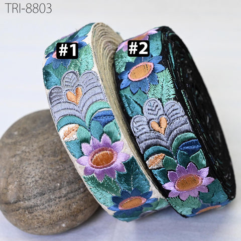 9 Yard Embroidery Ribbons 35mm Trim Green Embellishment Embroidered Saree Border Theatrical Costumes DIY Crafting Holidays Wreath Decoration